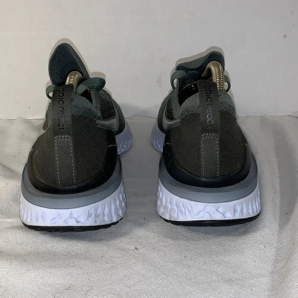 Nike Men's Epic React Olive Green Knit Running Shoes with White Sole